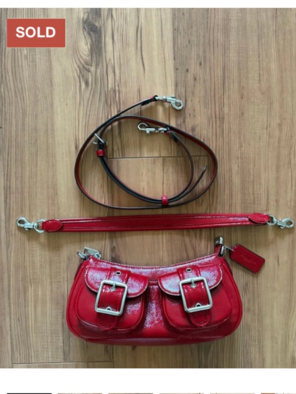 Coach Ashton bag in red shiny glazed leather